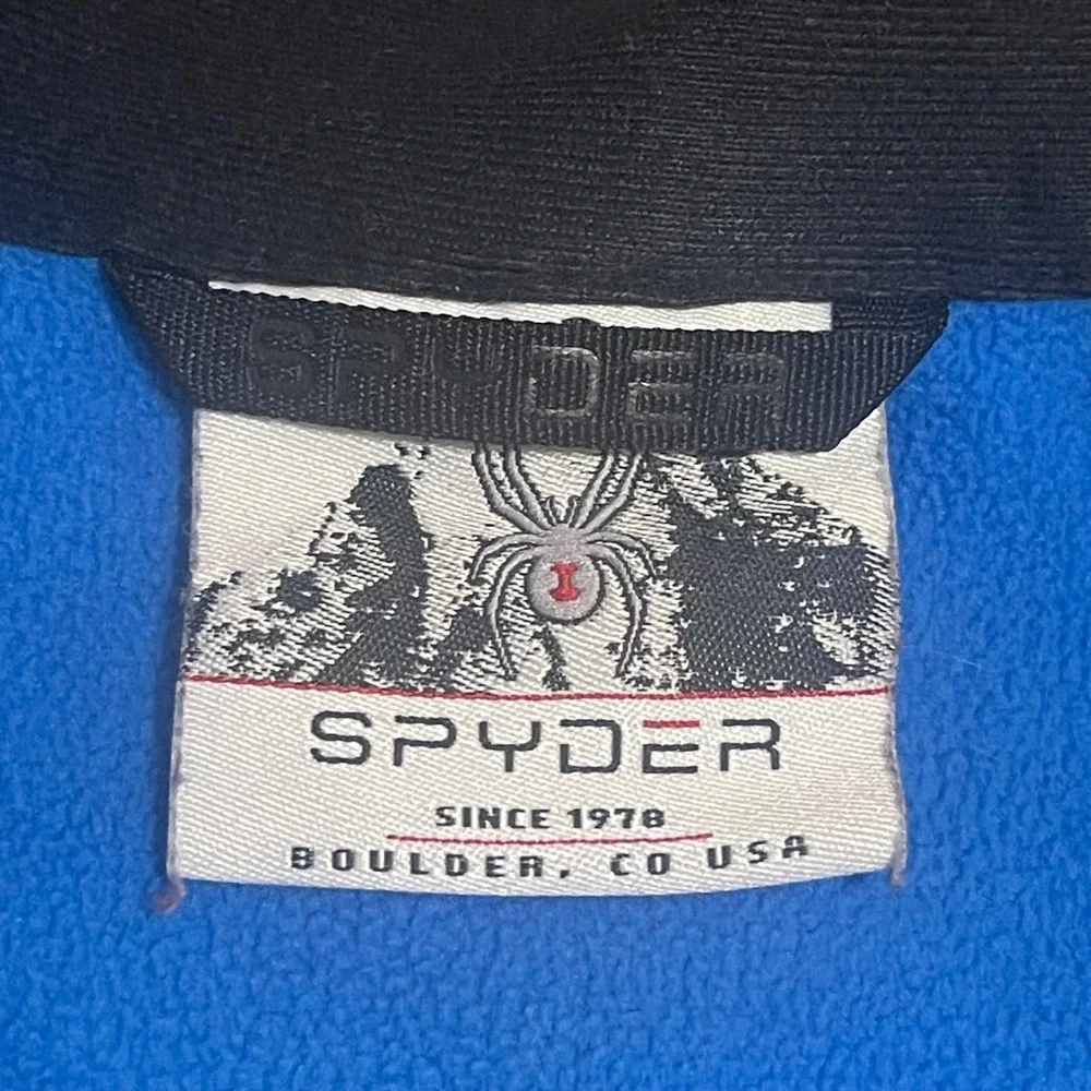 Spyder Men's Blue Black 1/4 Zip Fleece Pullover Athletic Top Size‎ L